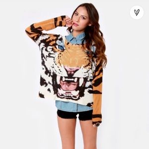 MINK PINK Roar Tiger Print Oversized Sweater